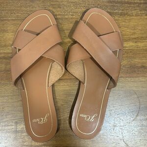 J. Crew Leather Slide On Sandal. Made in Italy. Good condition.